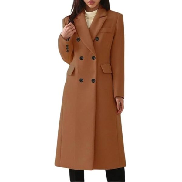 KACHEEG® Women’s Long Woolen Coat Winter Tweed Full Sleeve Warm Wool Blend