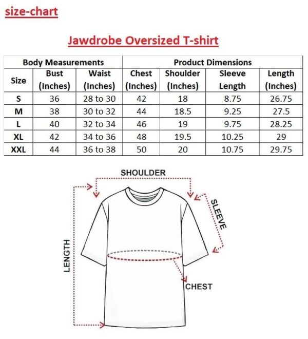 Jawdrobe Cotton Blend Oversized Fit Half Sleeve Printed Round Neck T-Shirt for - Image 7