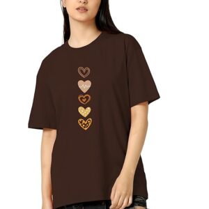 TQH Women's Casual Printed Round Neck, Oversized Longline Drop Shoulder Boho