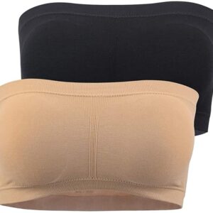 PLUMBURY Women's Strapless Seamless Padded Bandeau Tube Bra