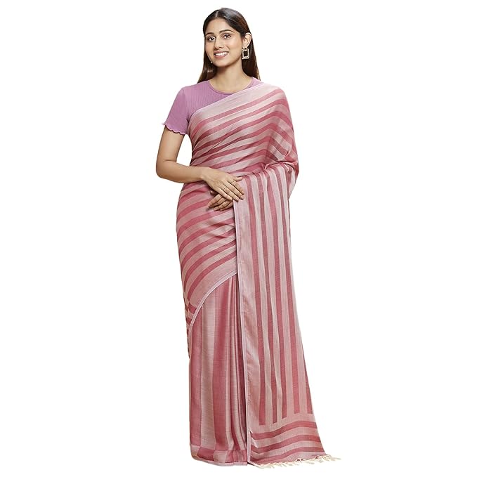 Navyasa Womens Liva Jacquard Printed Woven Saree with Unstitched Blouse Piece