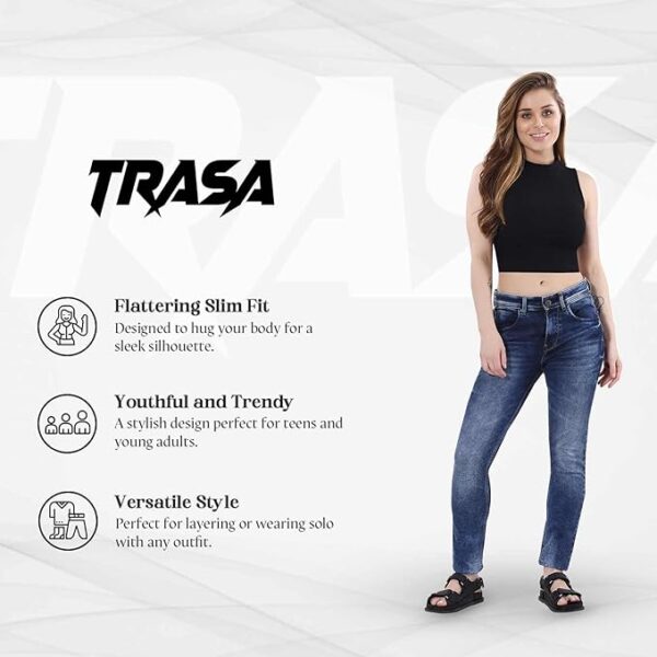 TRASA Women’s Sleeveless Rib Knitted Cotton Racer Back Tank Tops Halter Neck - Image 7