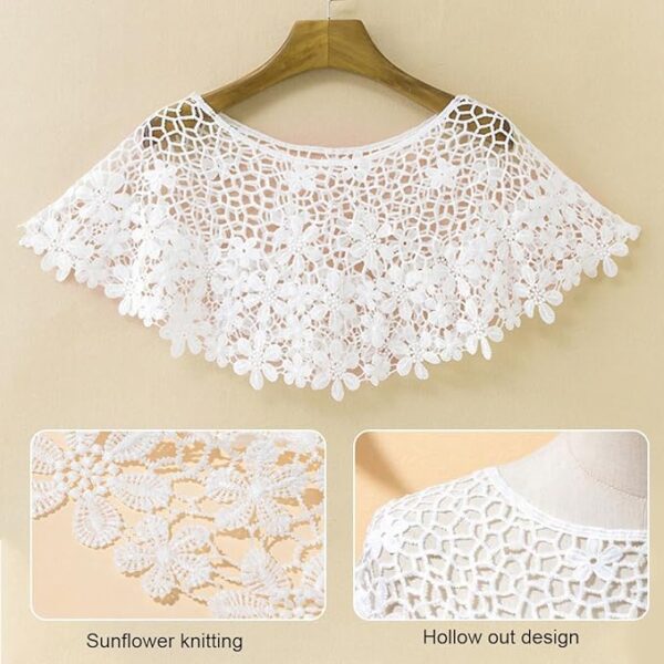 SANNIDHI® Lace Shrugs for Women Stylish Cape Poncho Shrug Top for Women, Floral - Image 3
