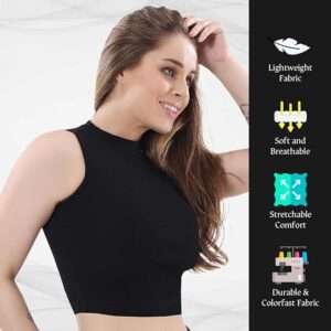 TRASA Women’s Sleeveless Rib Knitted Cotton Racer Back Tank Tops Halter Neck