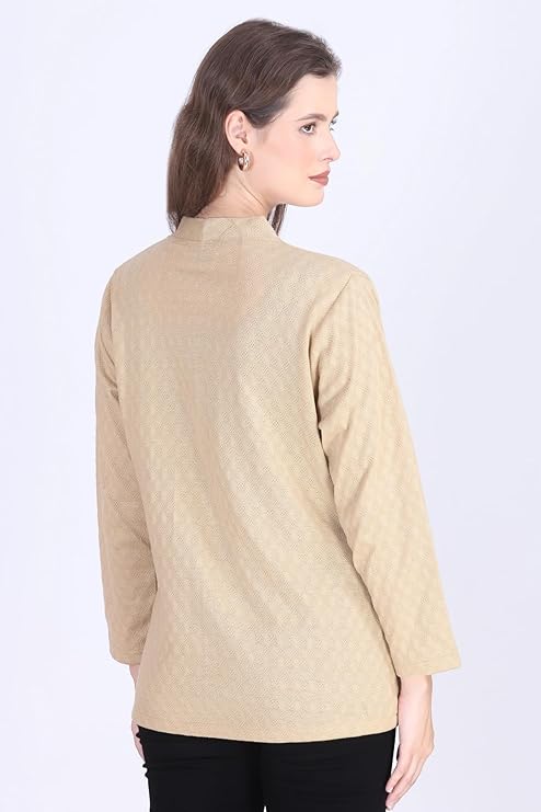 Women Woolen V-Neck Full Sleeve Pullover Cardigan Sweater for Winterwear with Front - Image 2