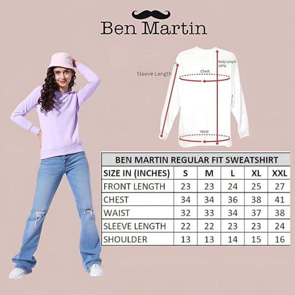 Ben Martin Women's Round Neck Regular Fit Full Sleeve Cotton Polyester Sweat Shirt - Image 4