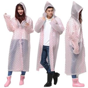 HACER EVA Raincoat with Hood Transparent Water Resistant Rainwear Bike Rainsuit for Men & Women