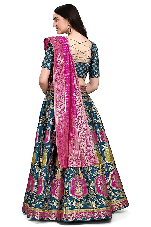 PURVAJA Women's Jacquard Semi-Stitched Lehenga choli - Image 5