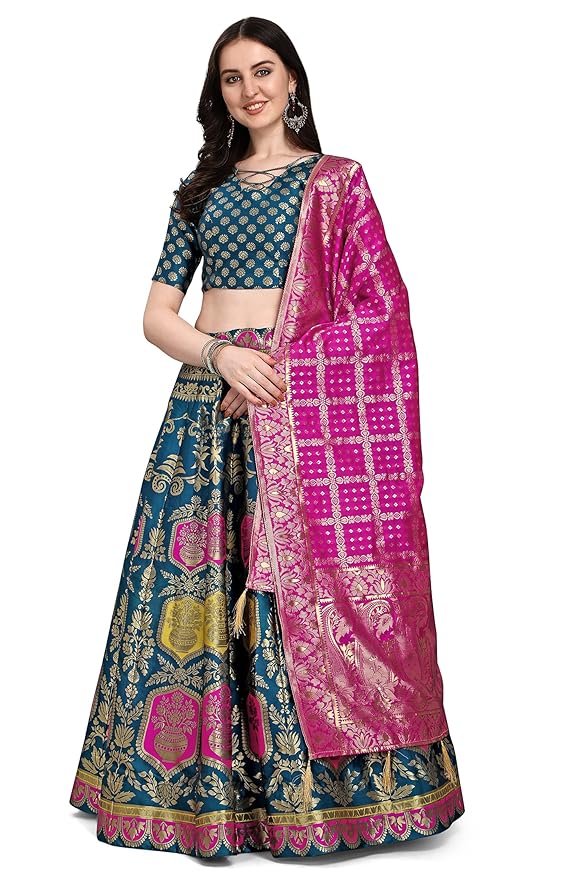 PURVAJA Women's Jacquard Semi-Stitched Lehenga choli - Image 4