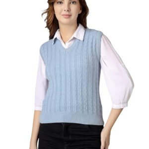 DREAMDIVA Women’s Korean Aesthetic V-Neck Sleeveless Knit Sweater Vest