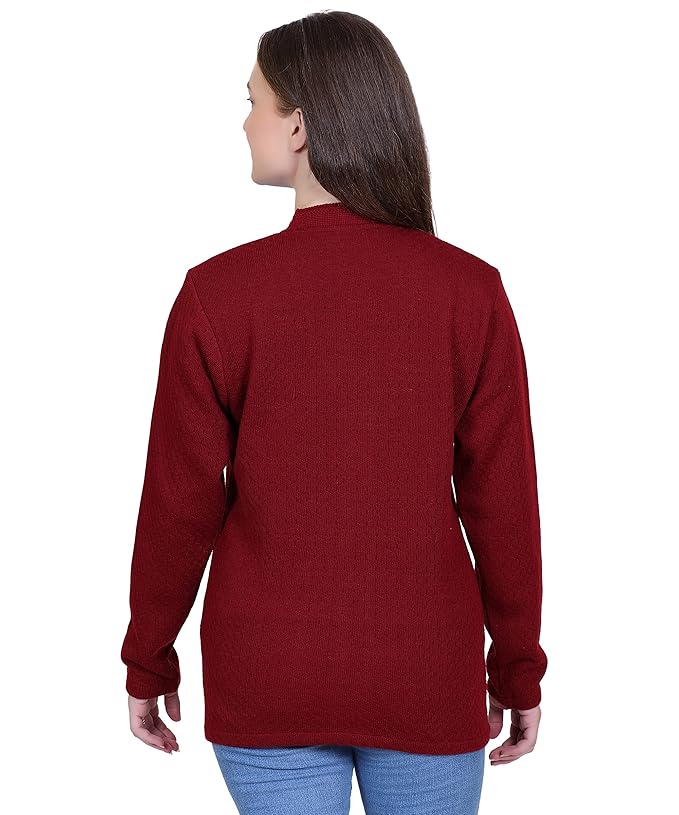 Women Woolen v-Neck Cardigan Pullover Sweater for Winter wear with Front Pockets - Image 4