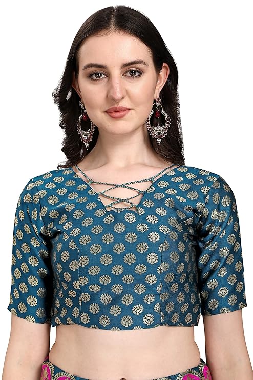 PURVAJA Women's Jacquard Semi-Stitched Lehenga choli - Image 2