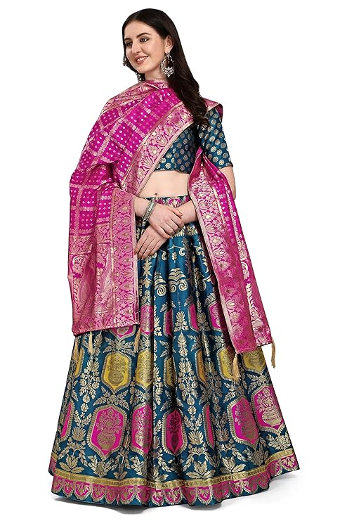 PURVAJA Women's Jacquard Semi-Stitched Lehenga choli - Image 3